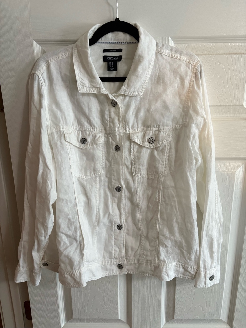 Jones & Co. 100% linen jacket shacket white summer lightweight women's 1X